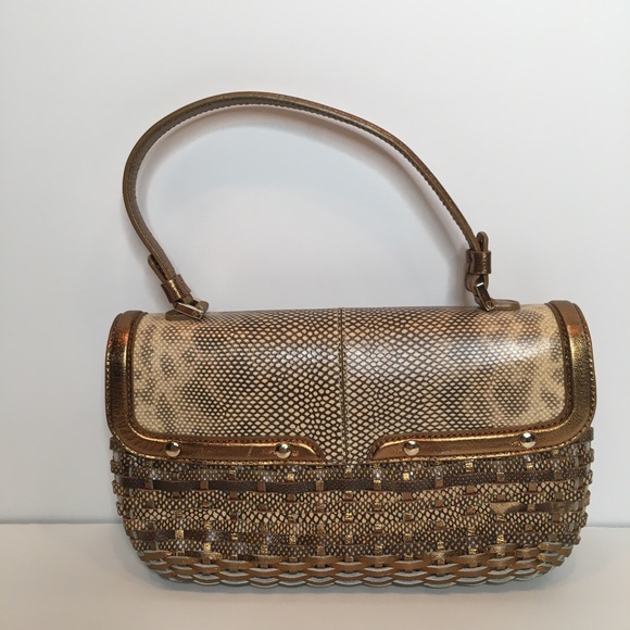 Tod’s Handbag Woven Leather Bronze Beige Small EUC - Picture 4 of 13
